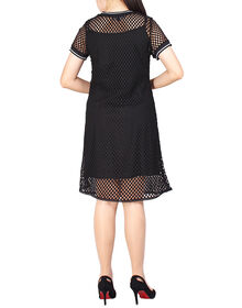 Premium Netting Two Piece A Line Dress (Black)