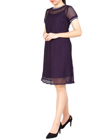 Premium Netting Two Piece A Line Dress (Purple)