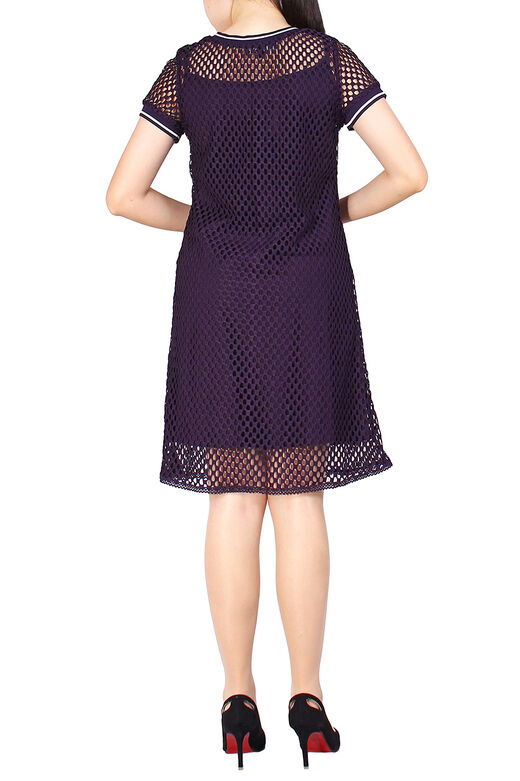 Premium Netting Two Piece A Line Dress (Purple)