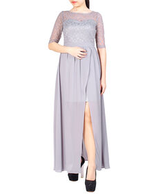 Perspective Netting Premium Maxi Dress (Grey)