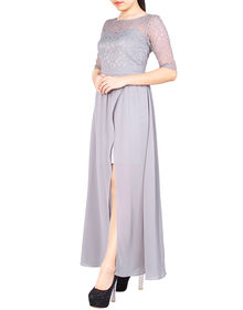 Perspective Netting Premium Maxi Dress (Grey)