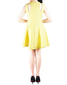 Geometric Textured Skater Dress (Yellow)
