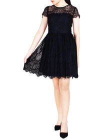 Details Lacey A-Lined Dress (Navy)