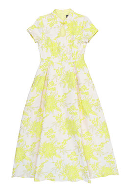 Lace Embroidered Keyhole Cheongsam Maxi Dress (Yellow)